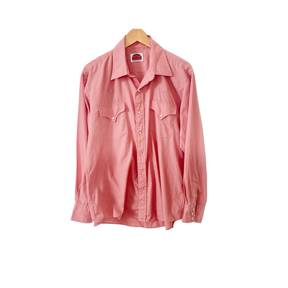 Miller Western Wear Pink Vintage Long Sleeve Western Style‎ Rodeo Dress Shirt